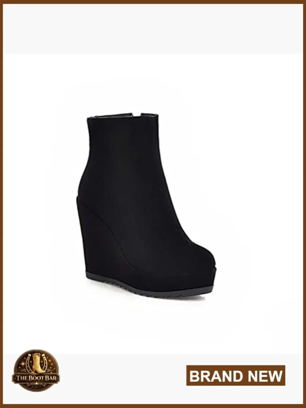 Wedge Heel Ankle Boots Platform Zipper Booties Leather Comfortable